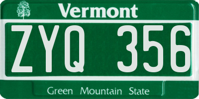 VT license plate ZYQ356