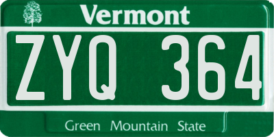 VT license plate ZYQ364