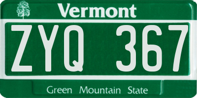 VT license plate ZYQ367