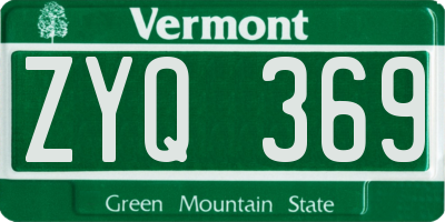 VT license plate ZYQ369