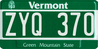 VT license plate ZYQ370