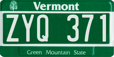 VT license plate ZYQ371