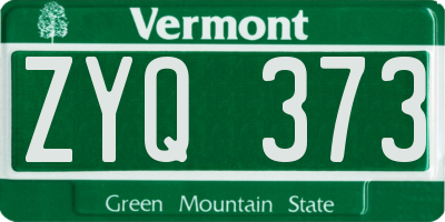VT license plate ZYQ373