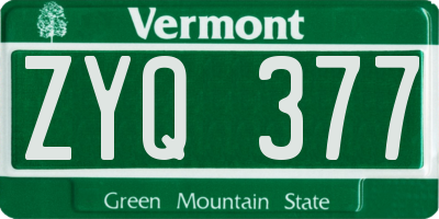 VT license plate ZYQ377