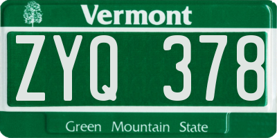 VT license plate ZYQ378
