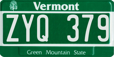 VT license plate ZYQ379