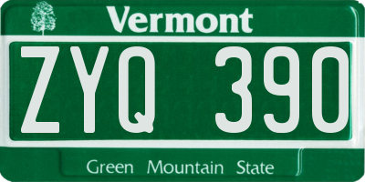 VT license plate ZYQ390