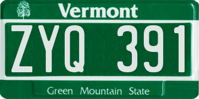 VT license plate ZYQ391