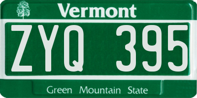 VT license plate ZYQ395