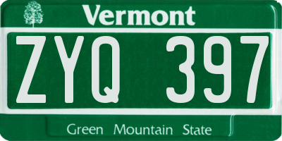 VT license plate ZYQ397
