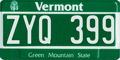 VT license plate ZYQ399