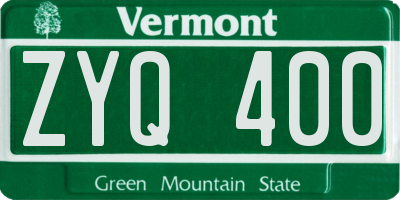VT license plate ZYQ400