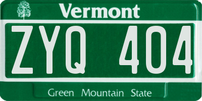 VT license plate ZYQ404