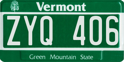 VT license plate ZYQ406