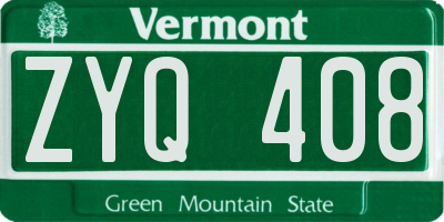 VT license plate ZYQ408