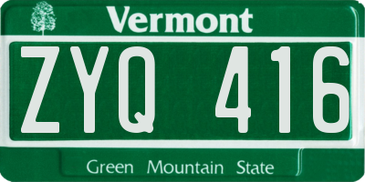 VT license plate ZYQ416