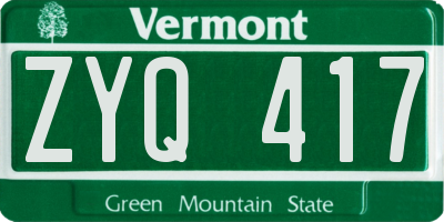 VT license plate ZYQ417