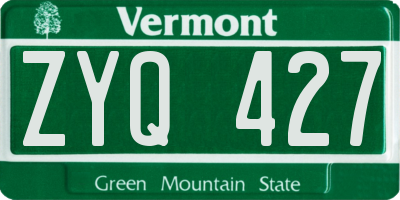 VT license plate ZYQ427