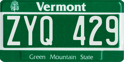 VT license plate ZYQ429