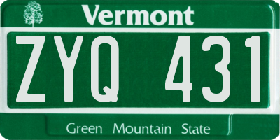 VT license plate ZYQ431
