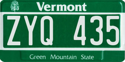 VT license plate ZYQ435