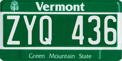 VT license plate ZYQ436