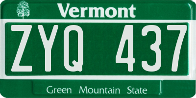 VT license plate ZYQ437