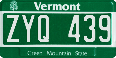 VT license plate ZYQ439