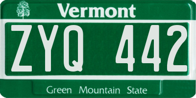 VT license plate ZYQ442