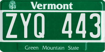 VT license plate ZYQ443