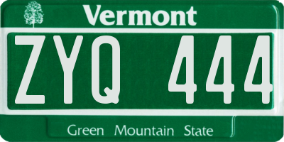 VT license plate ZYQ444