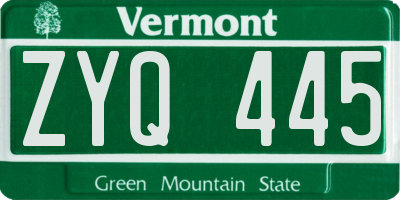 VT license plate ZYQ445