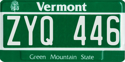 VT license plate ZYQ446