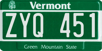 VT license plate ZYQ451