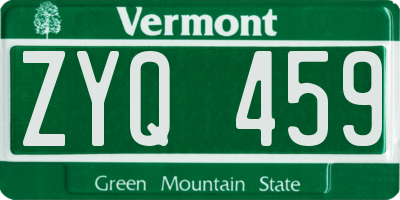 VT license plate ZYQ459
