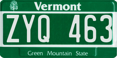 VT license plate ZYQ463