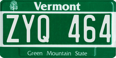 VT license plate ZYQ464