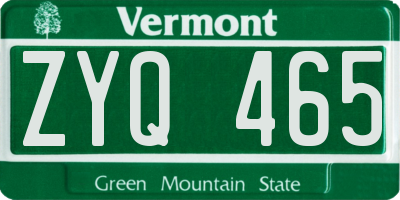 VT license plate ZYQ465