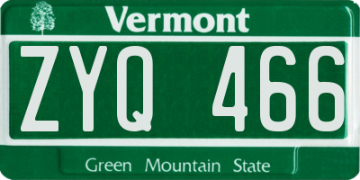 VT license plate ZYQ466