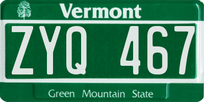 VT license plate ZYQ467