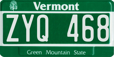 VT license plate ZYQ468
