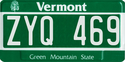 VT license plate ZYQ469