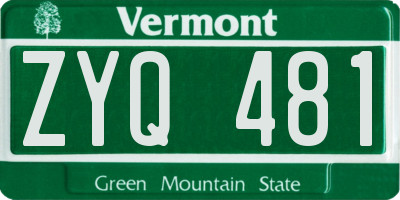 VT license plate ZYQ481
