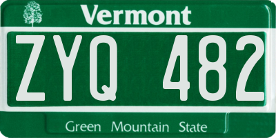 VT license plate ZYQ482