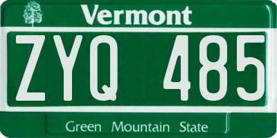 VT license plate ZYQ485