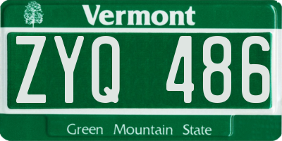 VT license plate ZYQ486