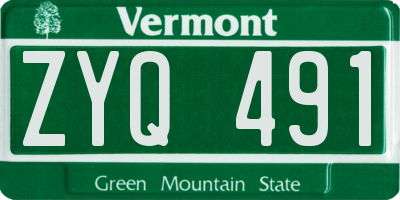 VT license plate ZYQ491