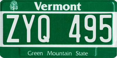 VT license plate ZYQ495