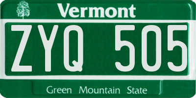 VT license plate ZYQ505