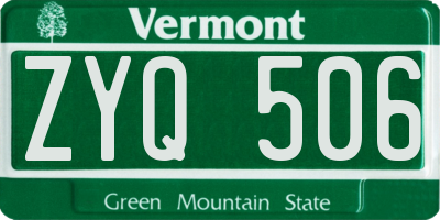 VT license plate ZYQ506